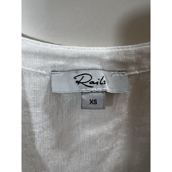 Rails Women’s Linen Blend Dress Size XS White Coachella Beachy Boho Cottagecore - Picture 3 of 8